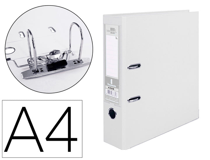 Classeur liderpapel a4 dos 75 mm blanc