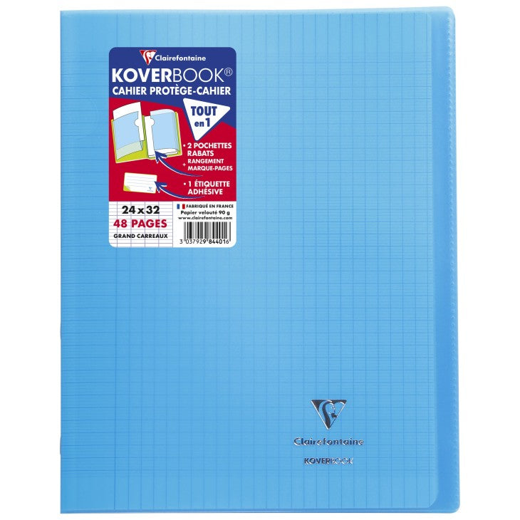 Cahier koverbook 24x32 quadrillé seyés- polypropylène  48 pages