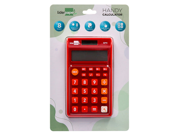 Calculatrice poche 8chiffres solaire rouge