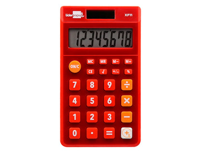 Calculatrice poche 8chiffres solaire rouge