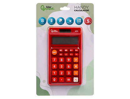Calculatrice poche 8chiffres solaire rouge