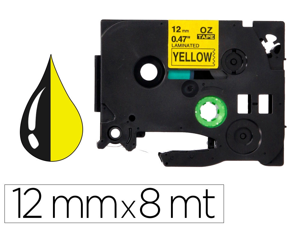 Ruban compatible Brother TZE631 - 12mm Noir/Jaune