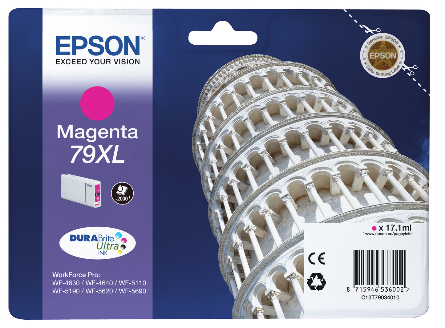 Cartouche d'encre Epson c13t79034 xl magenta pise- rendement élevé