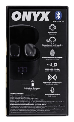 Écouteurs tws onyx - bluetooth 5.2 et autonomie 24h