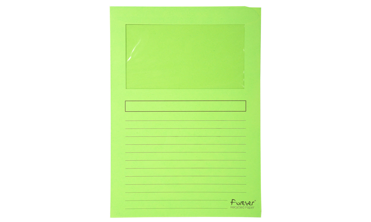 Pochettes coins fenetre 120g vert paquet 25