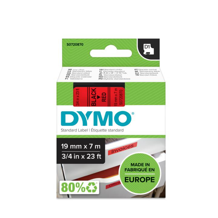 Ruban Dymo D1 19mm - noir/rouge
