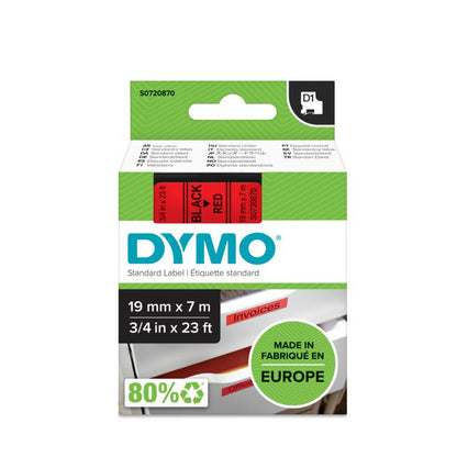 Ruban Dymo D1 19mm - noir/rouge