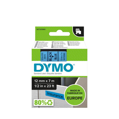 Ruban Dymo D1 12mm - noir/bleu