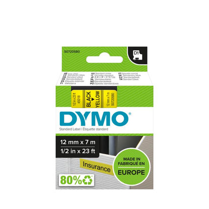 Ruban Dymo D1 12mm - noir/jaune