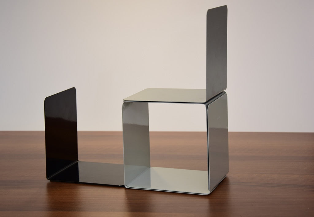 Serre-livres metal magnetique gris- lot de 2