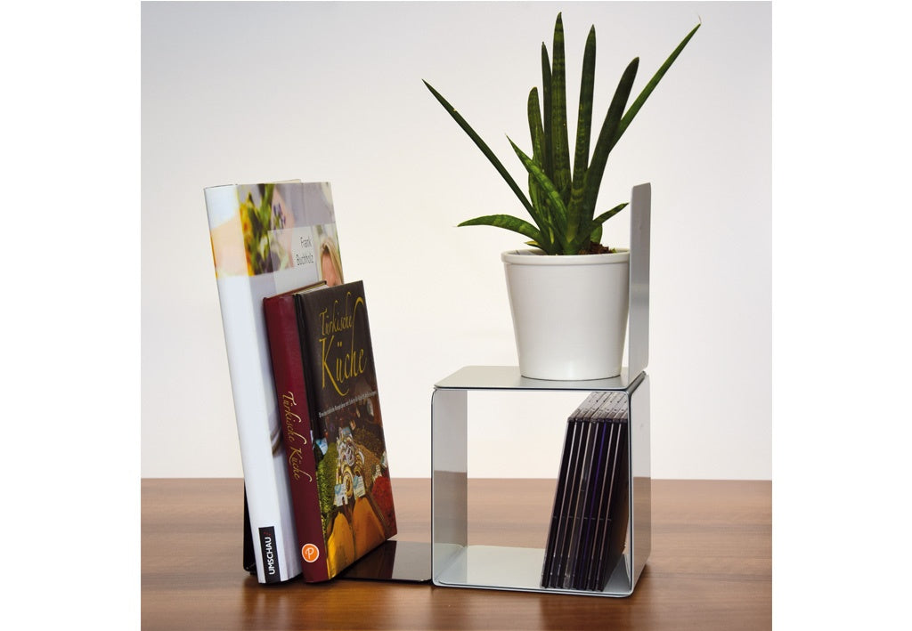 Serre-livres metal magnetique gris- lot de 2