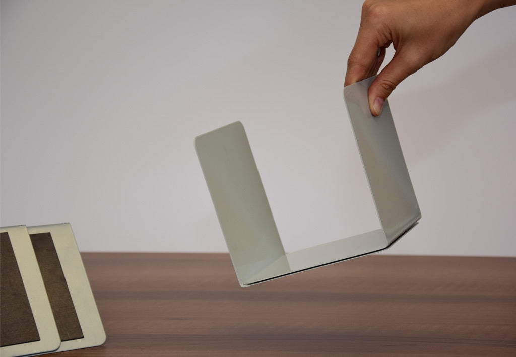 Serre-livres metal magnetique gris- lot de 2
