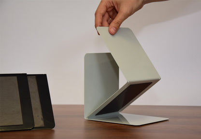 Serre-livres metal magnetique gris- lot de 2