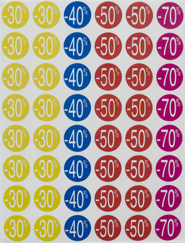 Etiquette adhésive mention "remise 30 à 70%" sachet de 240
