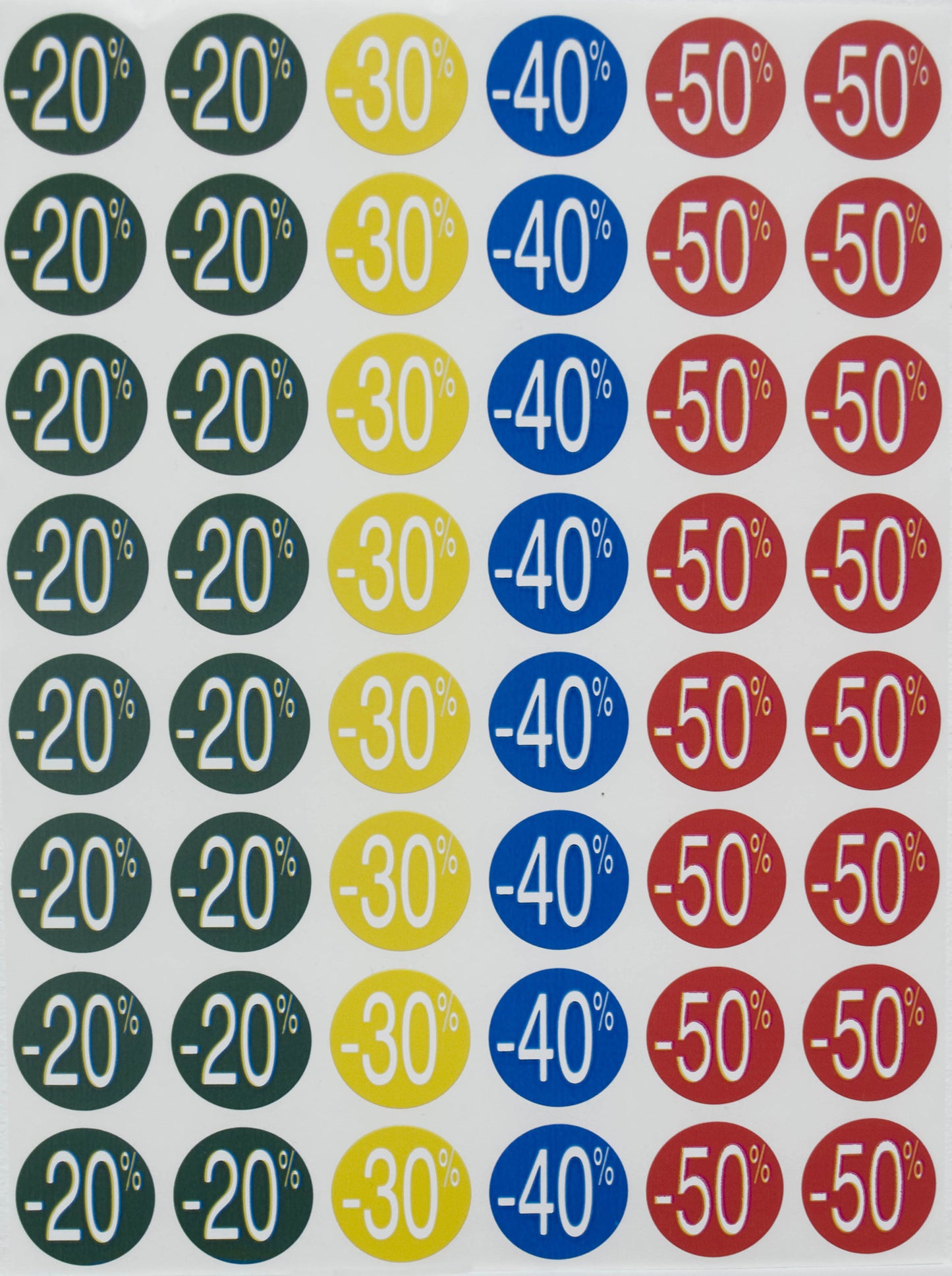 Etiquette autocollante  remises 20 à 50%- lot de 240