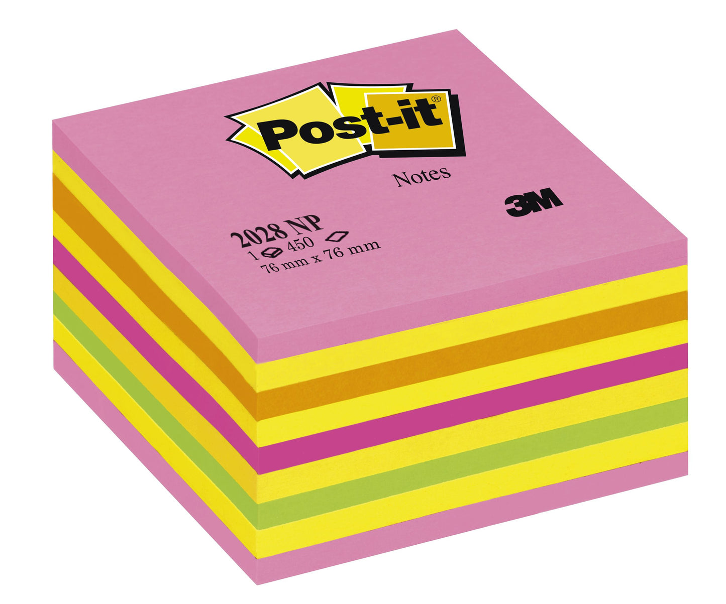 Bloc cube  Post-it® 76x76 - 450 feuilles rose neon