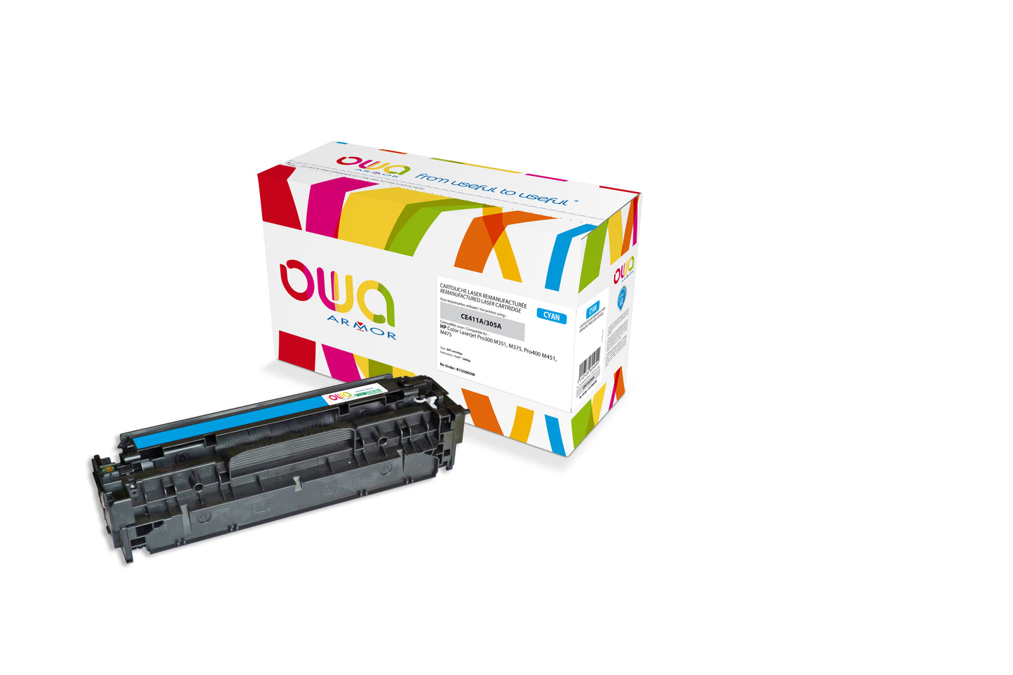 Toner remanufacturé HP CE411A/305A 2600 pages-cyan