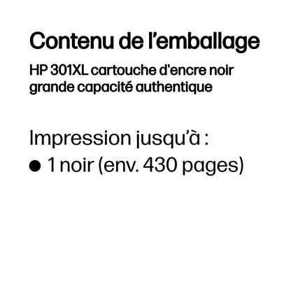 Cartouche d'encre hp 301xl - haute capacité noire