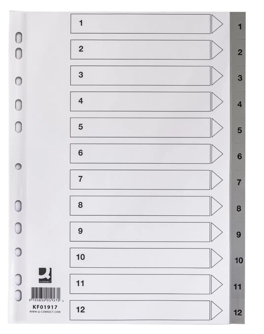 Intercalaire qc polypropylène num.1-12 a4