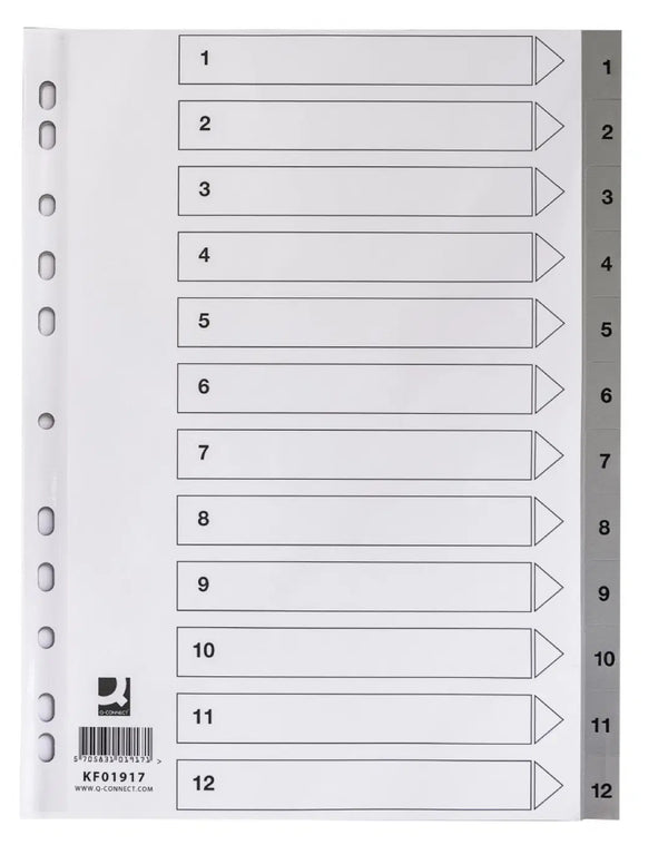 Intercalaire qc polypropylène num.1-12 a4