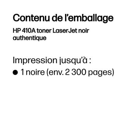 Cartouche toner HP cf410a - rendement 2300 pages
