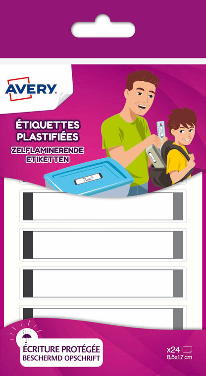 Etiquette plastifiée waterproof  86x17- sachet de 24