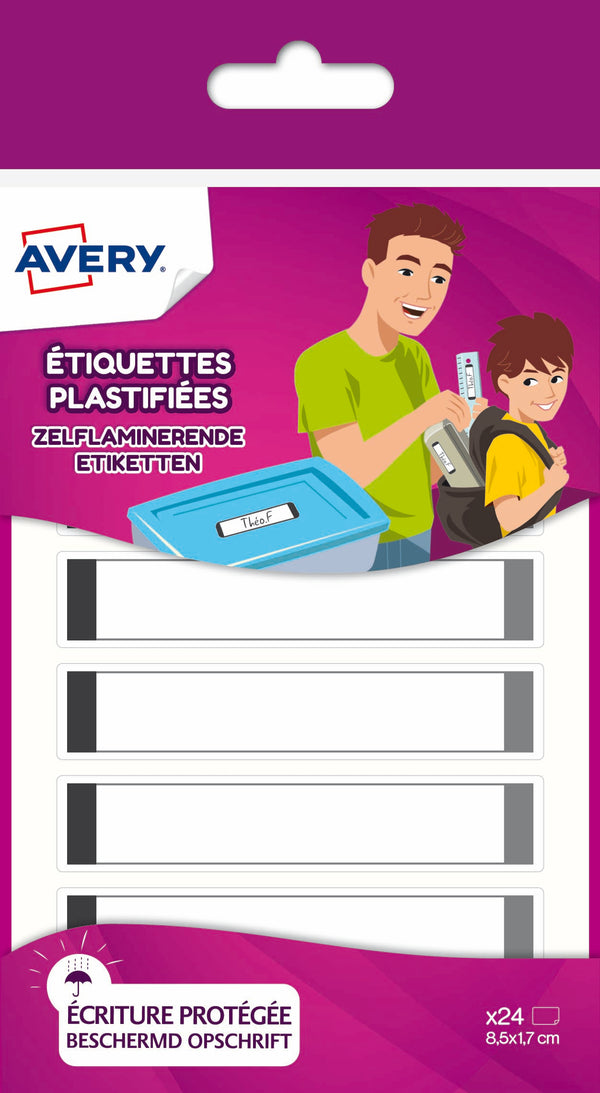Etiquette plastifiée waterproof  86x17- sachet de 24