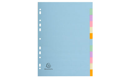 Intercalaires carte A4 12 positions pastel