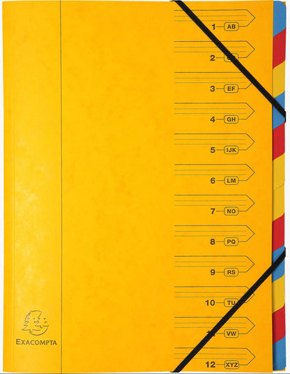 Trieur agrafe 12 compartiments assorti - 24,5x32 cm