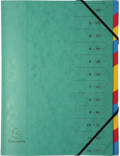 Trieur agrafe 12 compartiments assorti - 24,5x32 cm
