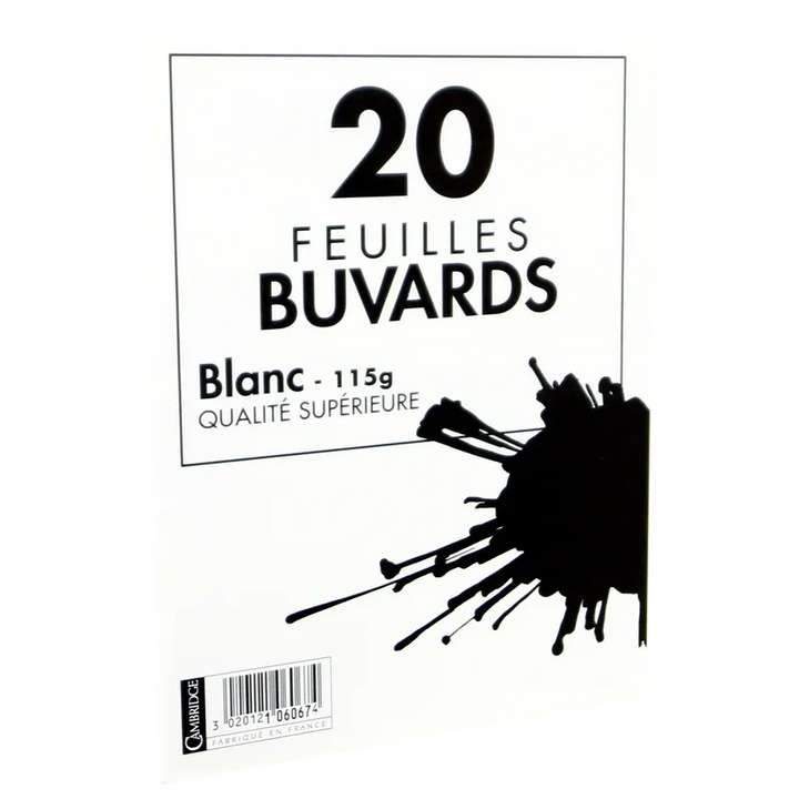Pochette Buvards écolier 16x21 cm - Absorption Optimale lot de 20 feuilles