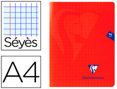 Cahier A4 piqure 96 pages seyes Mimesys-rouge