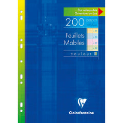 Feuillets mobiles A4 21x29.7 perforés  4 trous 4 couleurs assorties