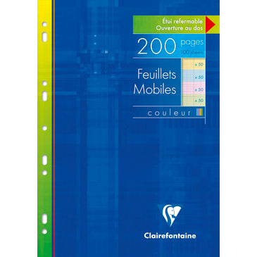 Feuillets mobiles A4 21x29.7 perforés  4 trous 4 couleurs assorties