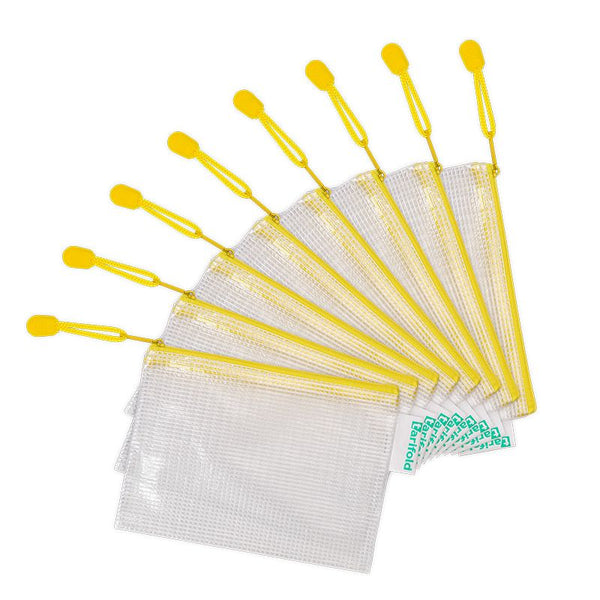 Pochette A6 PVC Tissé - Fermeture ZIP Jaune-lot de 8