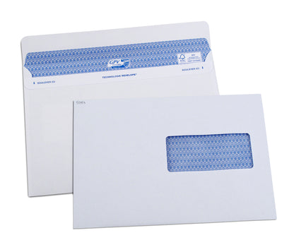 Enveloppes 162x229 fenetre de 45- fermeture securisée  90g-boite de 100