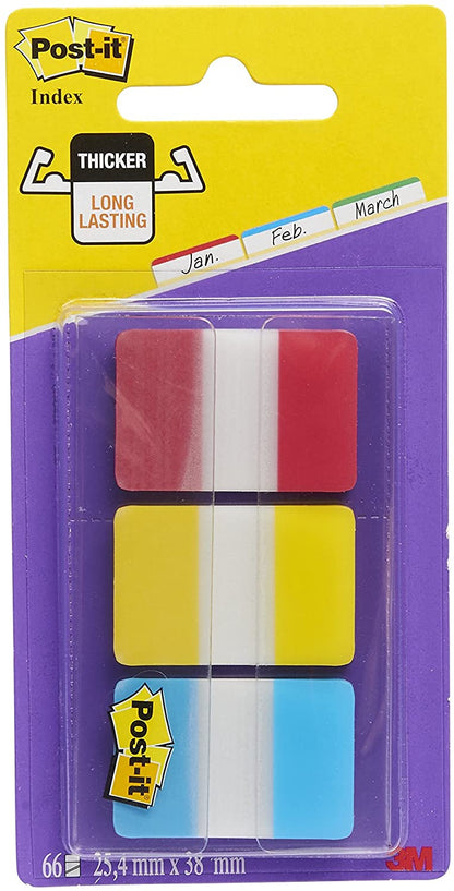 Index post-it strong 3 couleur  25x44mm couleurs classiques