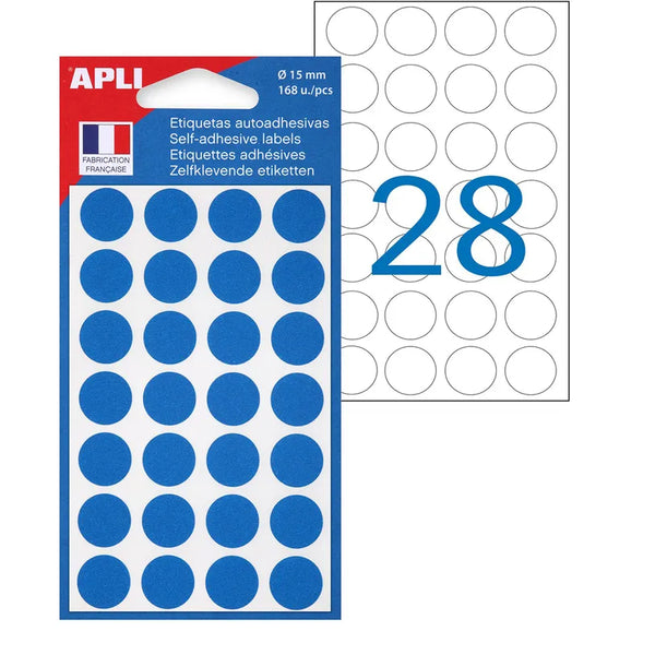 Pastilles adhésives  15 mm bleu -sachet de 168