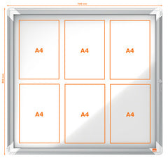 Vitrine d'affichage interieur Premium , fond en métal, 6 feuilles A4