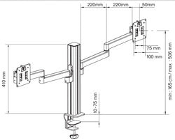 Bras pour écran -double-jusqu'à 36"
