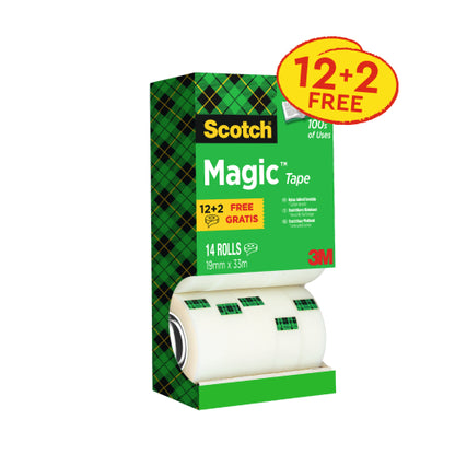 Rouleau adhésif invisible 19x33 magic 810 pack12+2gratuits