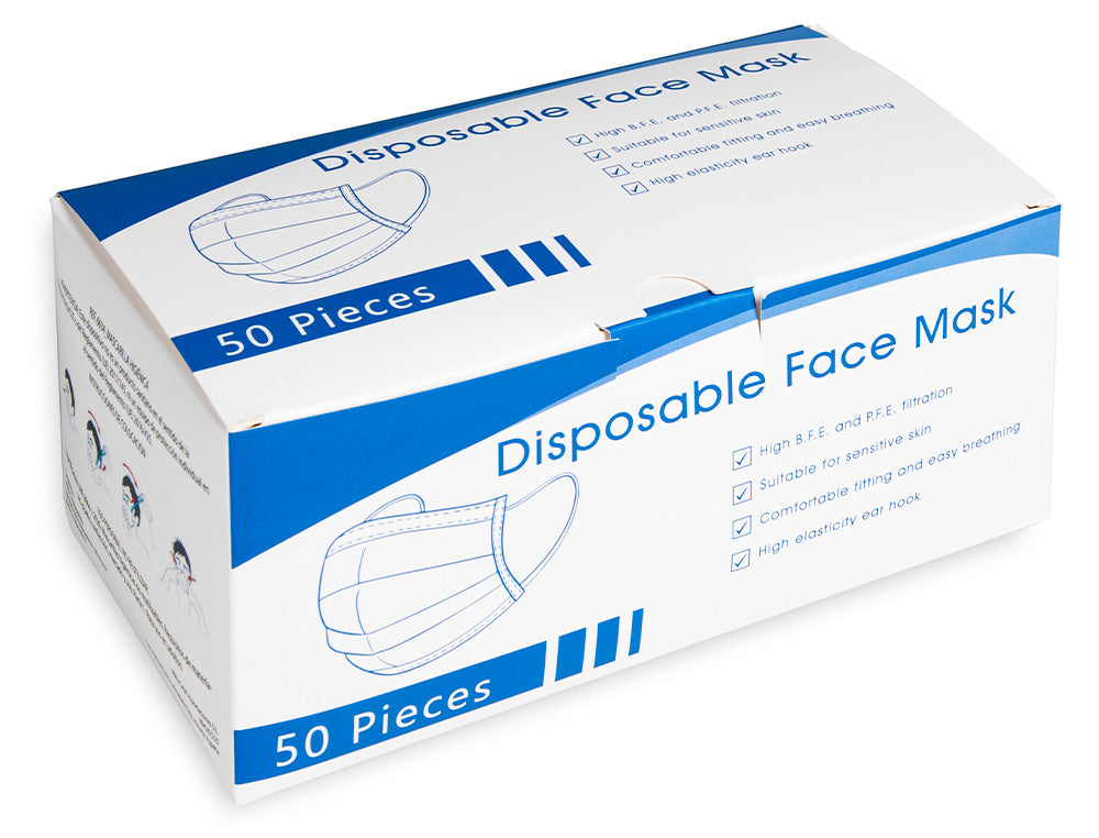 Masque polypropylène bleu 3 plis b/50