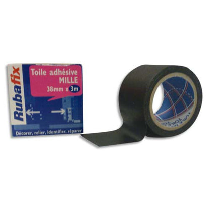 Adhésif toile noir 38mmx3m rubafix
