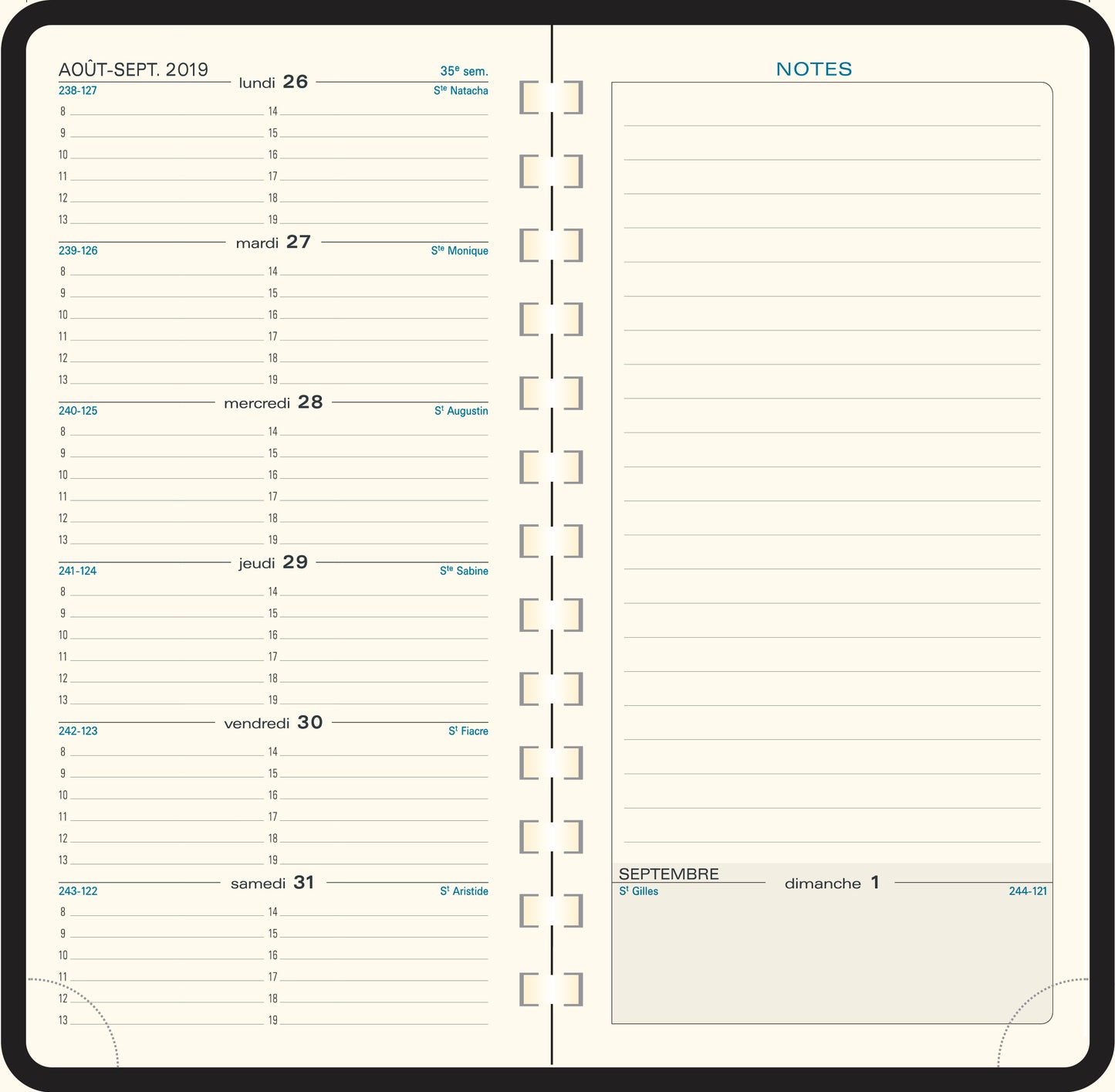 Agenda Exacompta Espace 17S Spiralé Cassandra 9x17,5 cm
