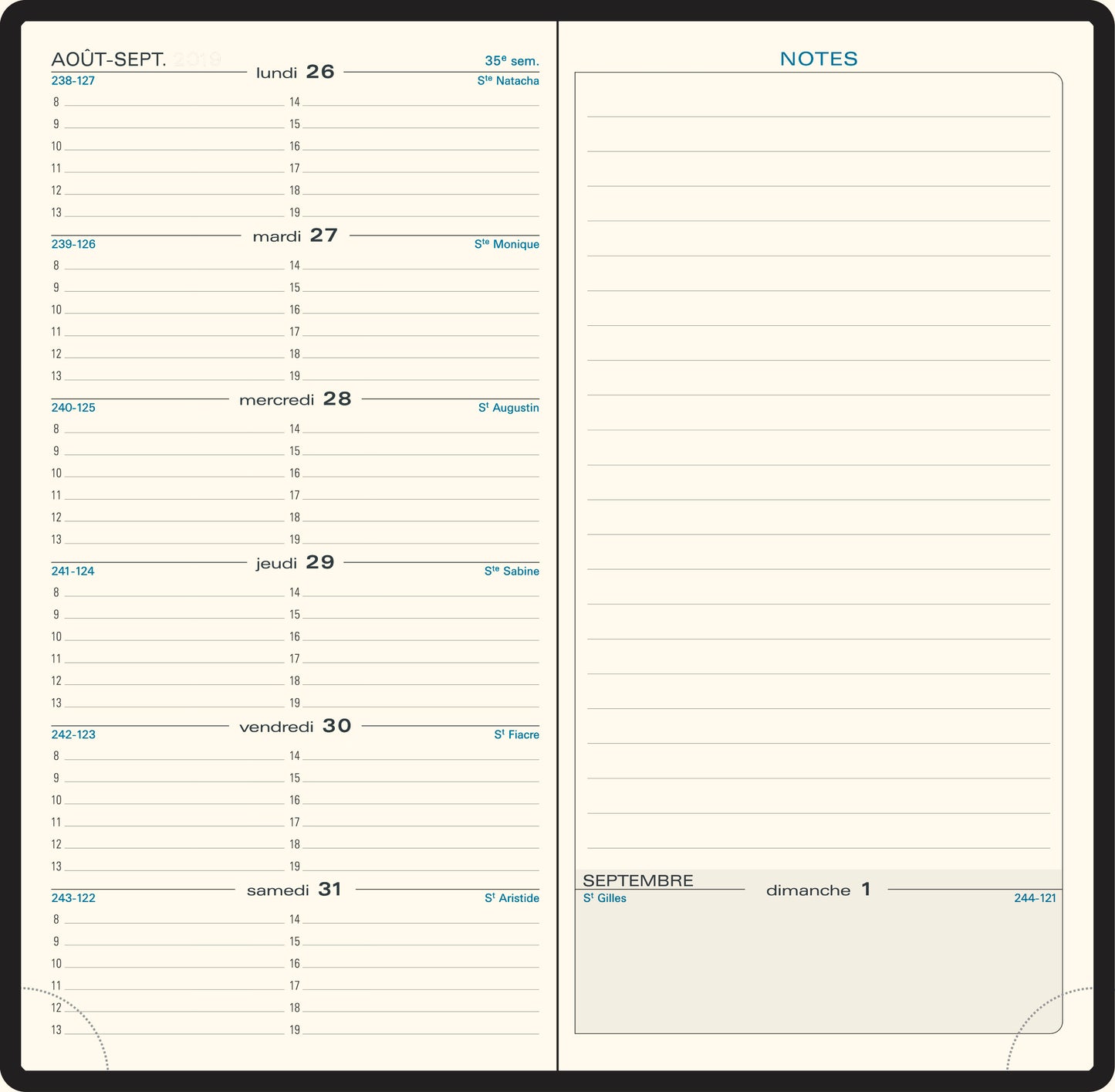 Agenda semainier EXACOMPTA Espace 17 Barbara 9x17,5 cm