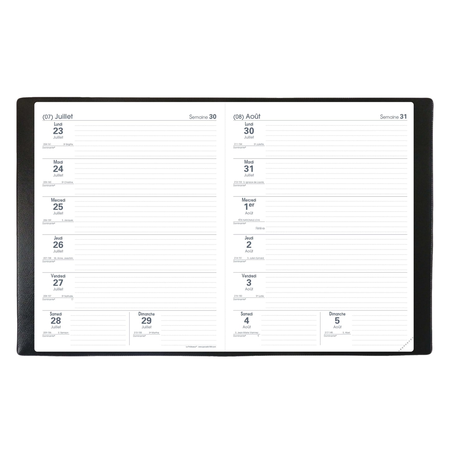 Agenda semainier 21x27 cm QUO VADIS Le Professeur