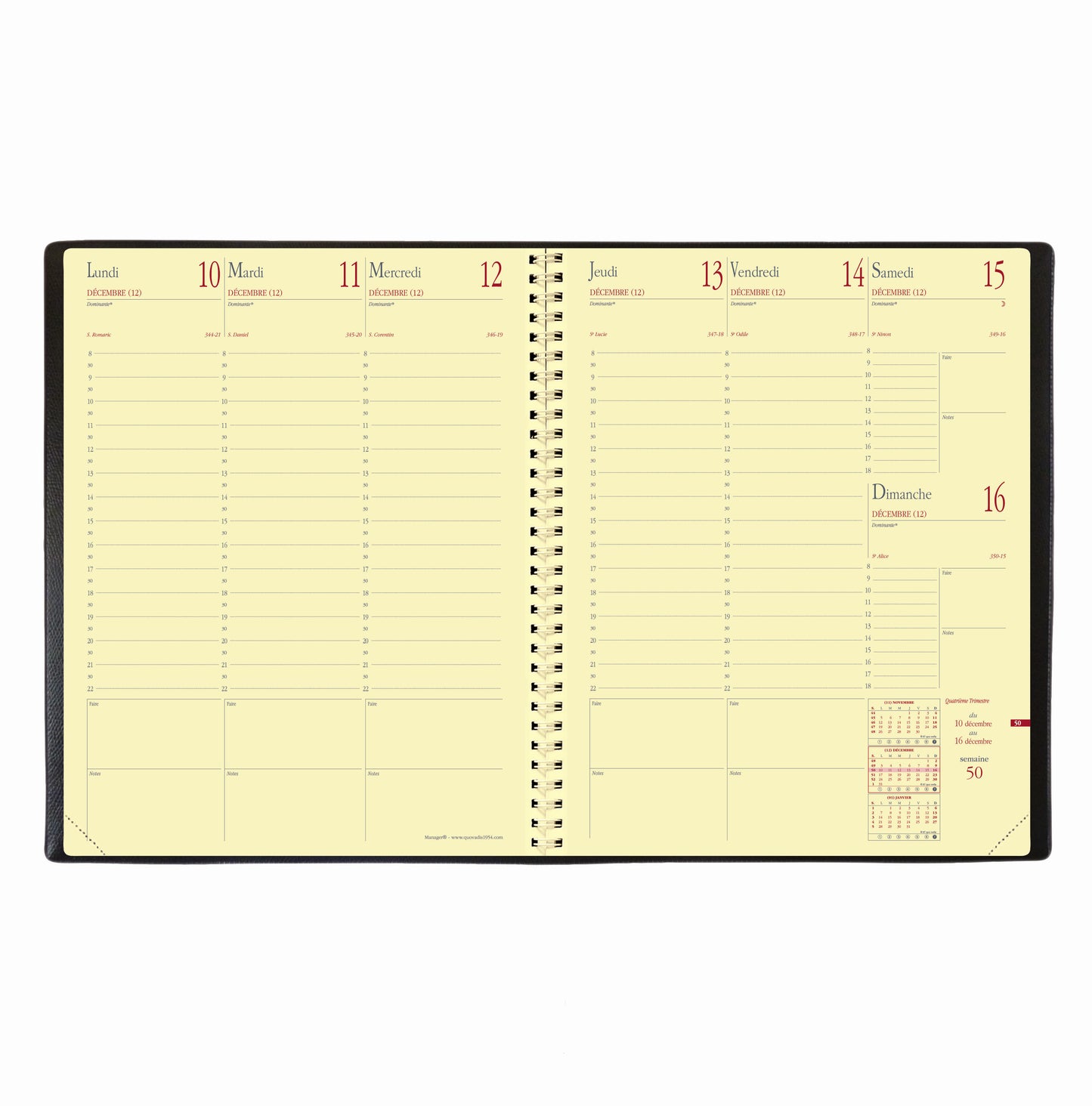 Agenda Manager Spirale Prestige 21x27 cm - Vue Hebdomadaire -janvier/janvier