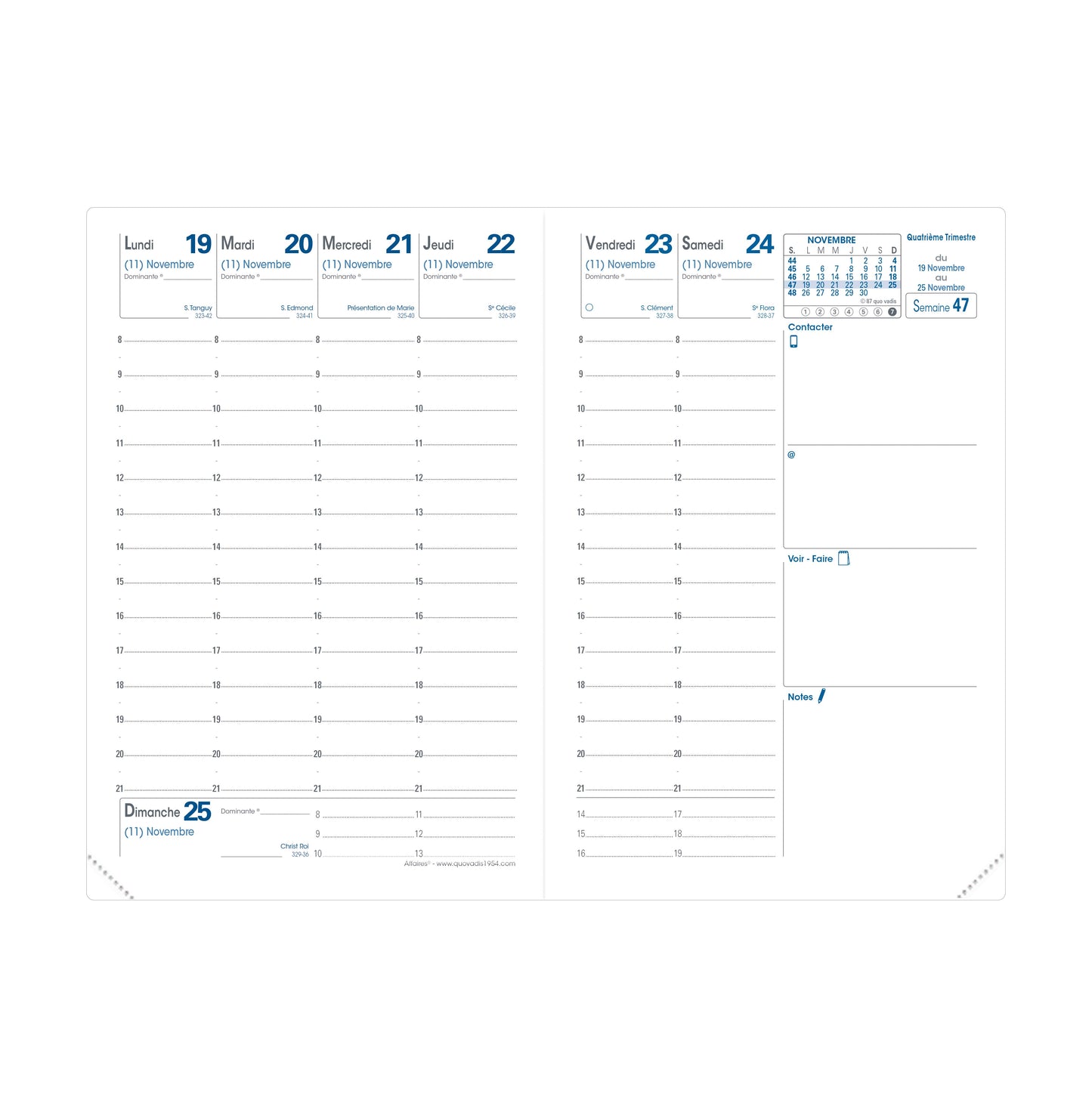 Agenda semainier de poche QUO VADIS Affaires Impala Noir