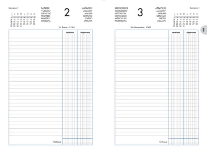 Agenda recettes/depenses 1j/pnoir