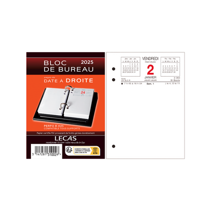 Bloc Éphéméride Bureau Date à Droite